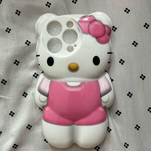Hello Kitty White and Pink Bear-Shaped IPhone 14 Pro Phone Case